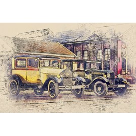 Fototapetai Paveikslas senovinės mašinos gatvėse